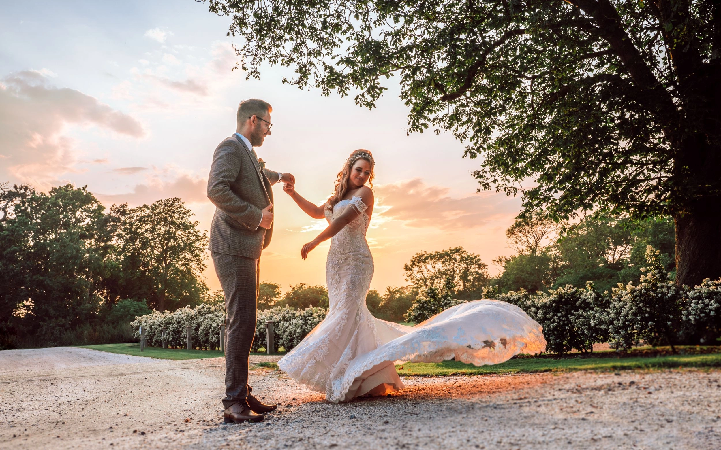Sunset or golden hour photography Apton Hall Wedding Venue